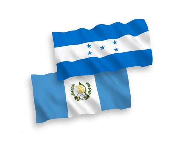 危地马拉共和国和洪都拉斯共和国的国家病媒织物波条旗在白色背景下隔离 1比2的比例 — 图库矢量图片