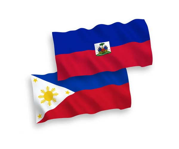 Banderas Nacionales Ondas Vectoriales República Haití Filipinas Aisladas Sobre Fondo — Vector de stock