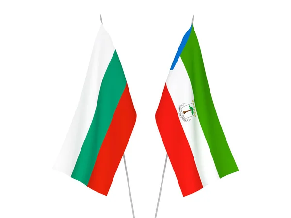 Bandiere Nazionali Tessuto Della Bulgaria Della Repubblica Della Guinea Equatoriale — Foto Stock