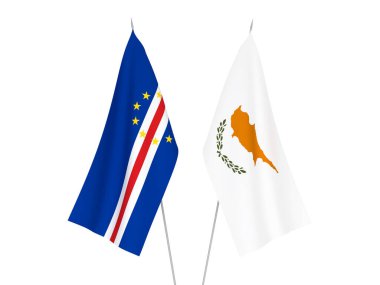 Beyaz arka planda Cabo Verde ve Kıbrıs Cumhuriyeti bayrakları izole edildi. 3d resimleme.