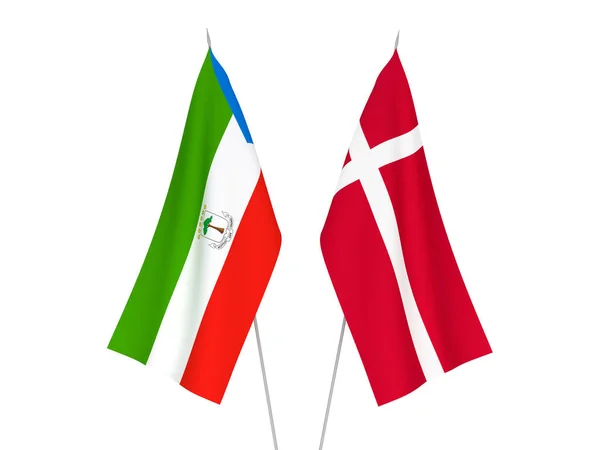 Bandiere Nazionali Tessuto Della Repubblica Della Guinea Equatoriale Della Danimarca — Foto Stock