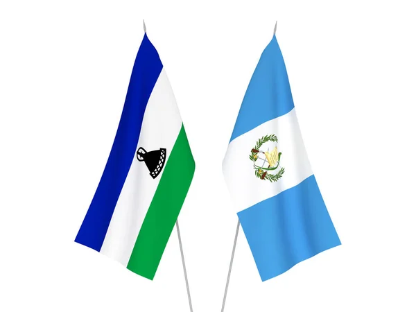莱索托和危地马拉共和国的国旗以白色背景隔开 3D渲染说明 — 图库照片