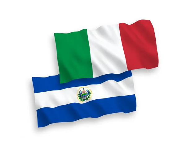 Bandeiras Tecido Vetorial Nacional Itália República Salvador Isoladas Fundo Branco —  Vetores de Stock