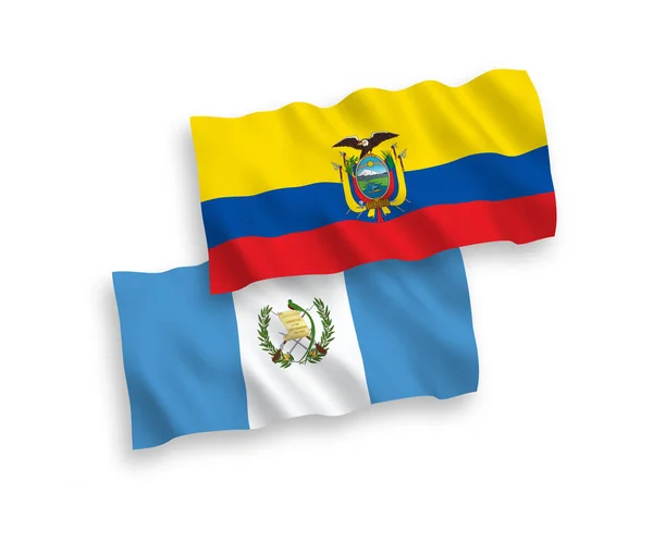 Drapeaux Nationaux Vectoriels Des Vagues Tissu République Guatemala Équateur Isolés — Image vectorielle