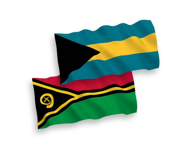 Vanuatu Cumhuriyeti Bahamalar Eyaleti Bayrakları Beyaz Arka Planda Izole Edilmiştir — Stok Vektör