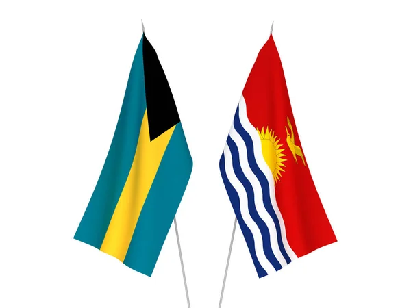 Národní Textilní Vlajky Společenství Bahamy Republiky Kiribati Izolované Bílém Pozadí — Stock fotografie