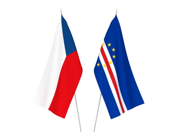 Banderas Nacionales Tela República Cabo Verde República Checa Aisladas Sobre — Foto de Stock