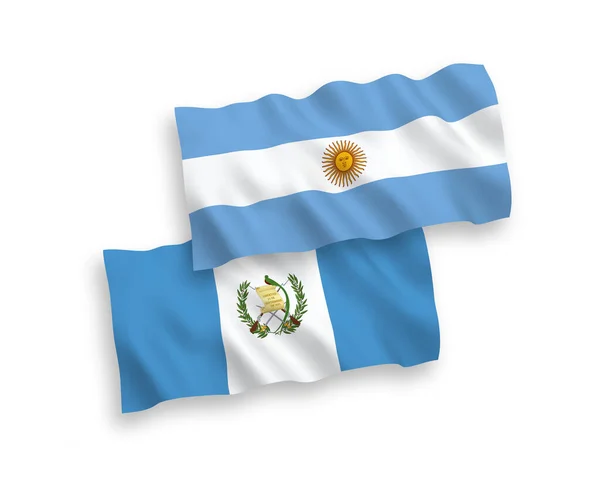 Banderas Nacionales Ondas Vectoriales Guatemala Argentina Aisladas Sobre Fondo Blanco — Vector de stock