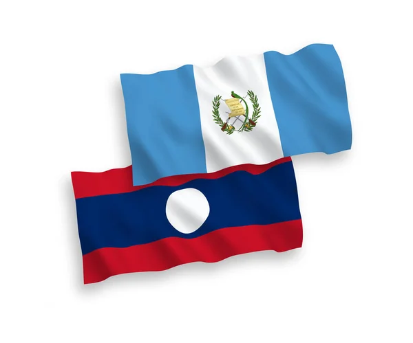 Banderas Nacionales Ondas Vectoriales República Guatemala Laos Aisladas Sobre Fondo — Vector de stock
