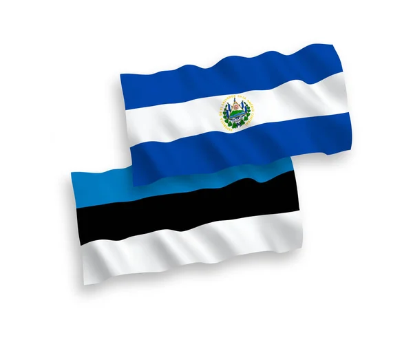 Banderas Nacionales Ondas Vectoriales Estonia República Salvador Aisladas Sobre Fondo — Vector de stock