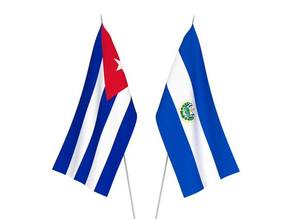 キューバとエルサルバドル共和国の国旗は白地に隔離されている 3Dレンダリング図 — ストック写真