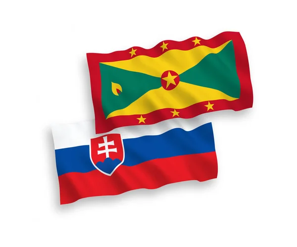Narodowe Flagi Wektorowe Fal Tkanin Słowacji Grenady Izolowane Białym Tle — Wektor stockowy