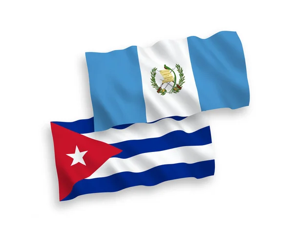 Drapeaux Nationaux Vectoriels Des Vagues Tissu République Guatemala Cuba Isolés — Image vectorielle