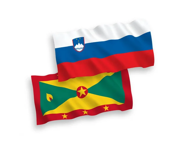 Национальные Векторные Волновые Флаги Словении Гренады Белом Фоне Соотношение — стоковый вектор