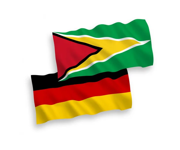 Národní Vektorové Vlnové Vlajky Německa Guyanské Družstevní Republiky Izolované Bílém — Stockový vektor