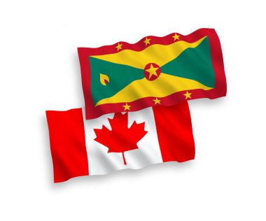 Beyaz arka planda Kanada ve Grenada bayrakları