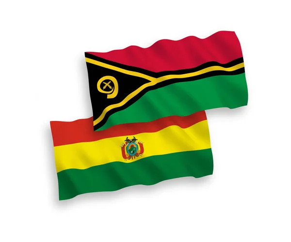 Flaggen der Republik Vanuatu und Bolivien auf weißem Hintergrund — Stockvektor