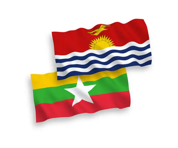 Banderas de la República de Kiribati y Myanmar sobre un fondo blanco — Vector de stock