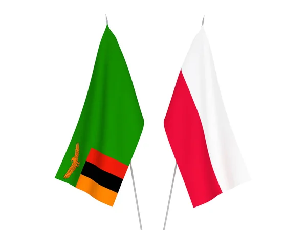 Σημαίες της Δημοκρατίας της Ζάμπια και της Πολωνίας — Φωτογραφία Αρχείου