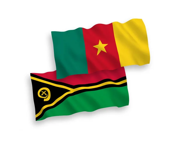 Drapeaux de la République du Vanuatu et du Cameroun sur fond blanc — Image vectorielle
