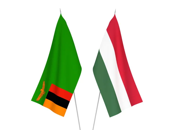 Republic of Zambia and Hungary flags — Stock Photo, Image