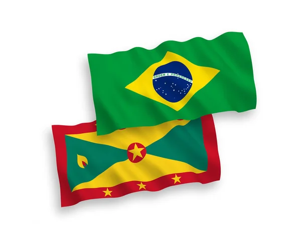 Banderas de Brasil y Granada sobre fondo blanco — Archivo Imágenes Vectoriales