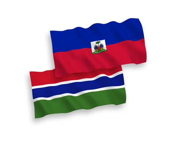 A Haiti Köztársaság és a Gambia Köztársaság lobogója fehér alapon — Stock Vector