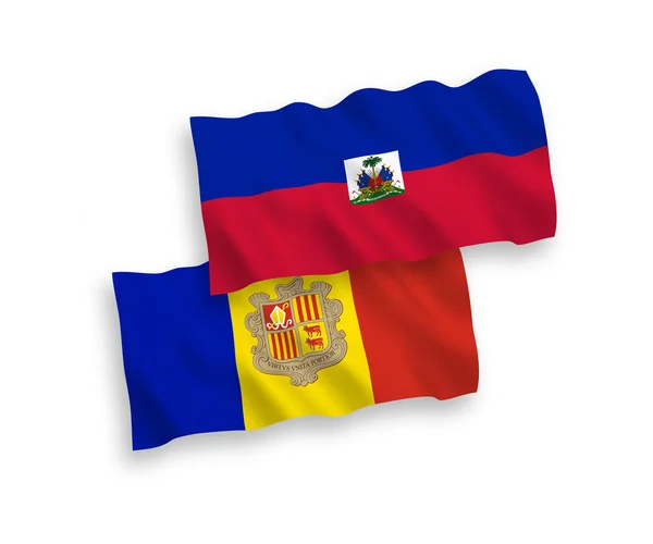 Flagi Republiki Haiti i Andory na białym tle — Wektor stockowy