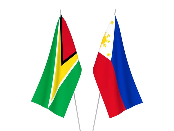 Filipinas y la República Cooperativa de Guyana banderas — Foto de Stock