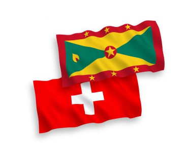 Beyaz arka planda Grenada ve İsviçre bayrakları