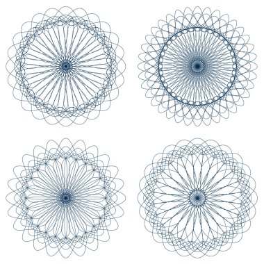vektör Guillochlu rozet kümesi