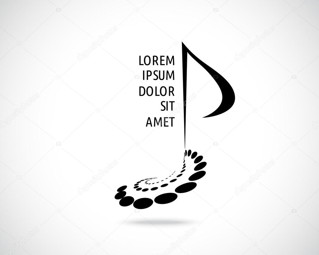 Abstract Vector Logo Design Template. Music Note Sign. Musical Symbol. Creatve Concept Black Emblem.