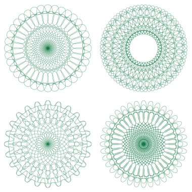 Yeşil vektör Guillochlu rozet kümesi