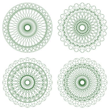 Yeşil vektör Guillochlu rozet kümesi