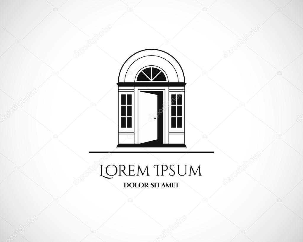 House Abstract Real Estate Residential Logo Design Template for Company. Building Vector Black Silhouette on White Background