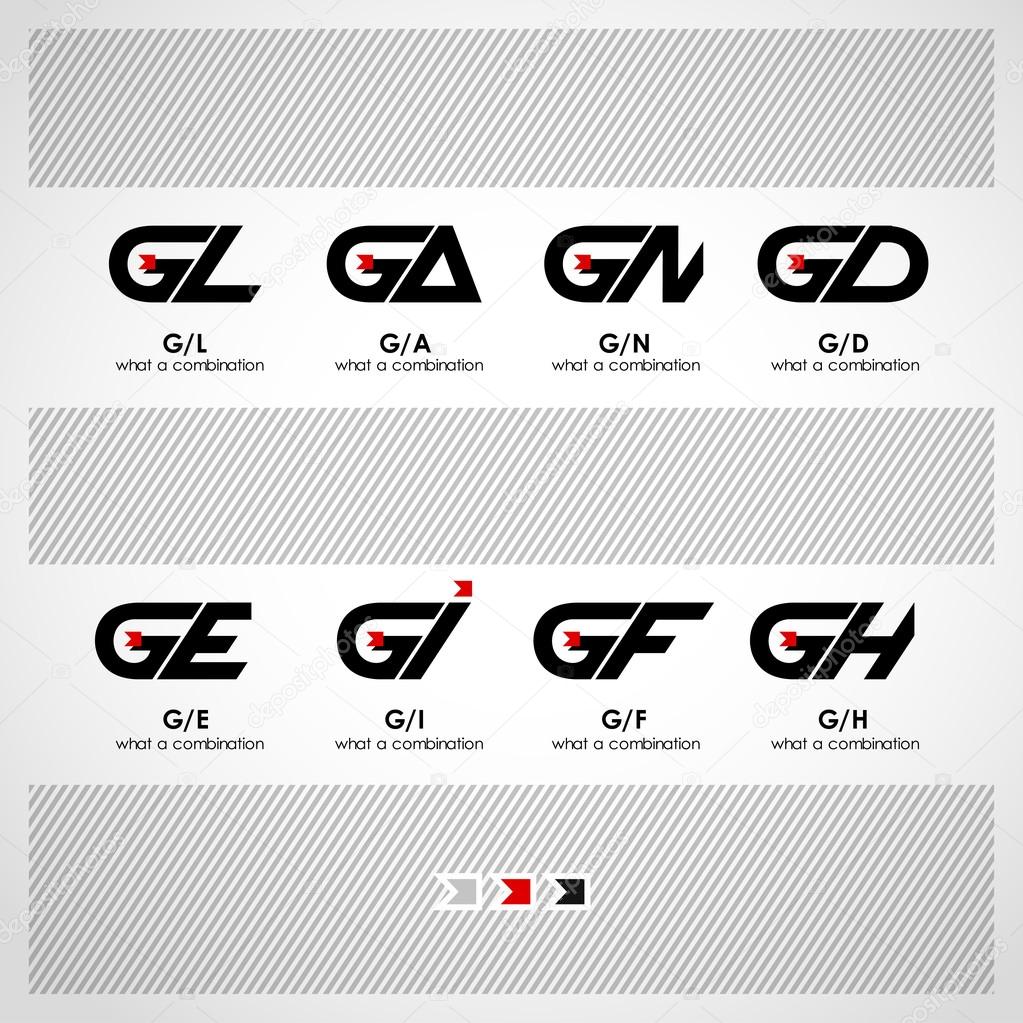 Set of Combinations of Letters G and L, A, N, D, E, I, F, H. Abstract Vector Logo Design Template. Creative Concept Icon