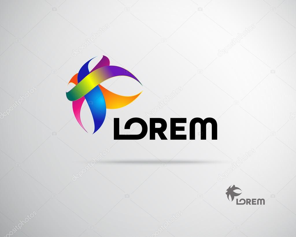 Abstract Vector Logo Design Template. Creative Colorful Wavy Concept Icon