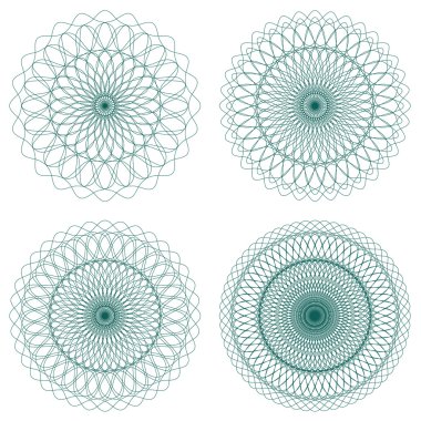 Yeşil vektör Guillochlu rozet kümesi