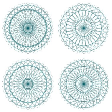 Yeşil vektör Guillochlu rozet kümesi