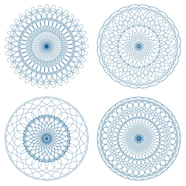 Set van vector guilloche rozetten — Stockvector