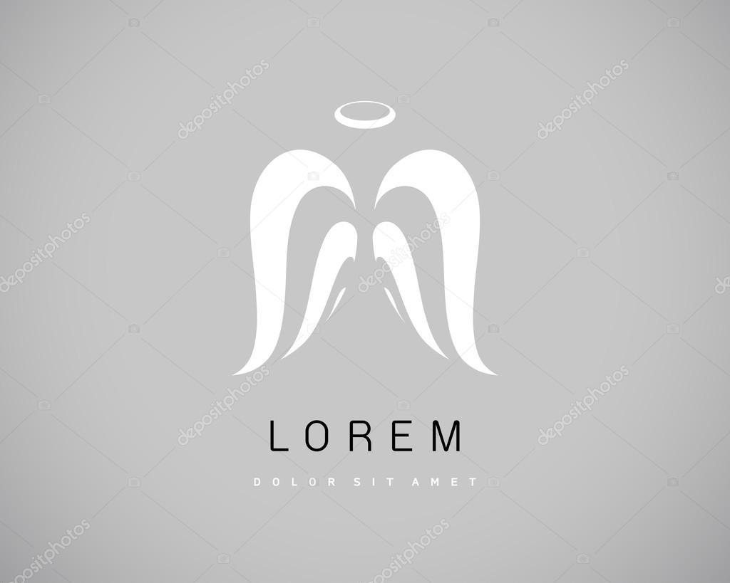 Abstract Vector Logo Design Template. Creative White Angel Concept Icon