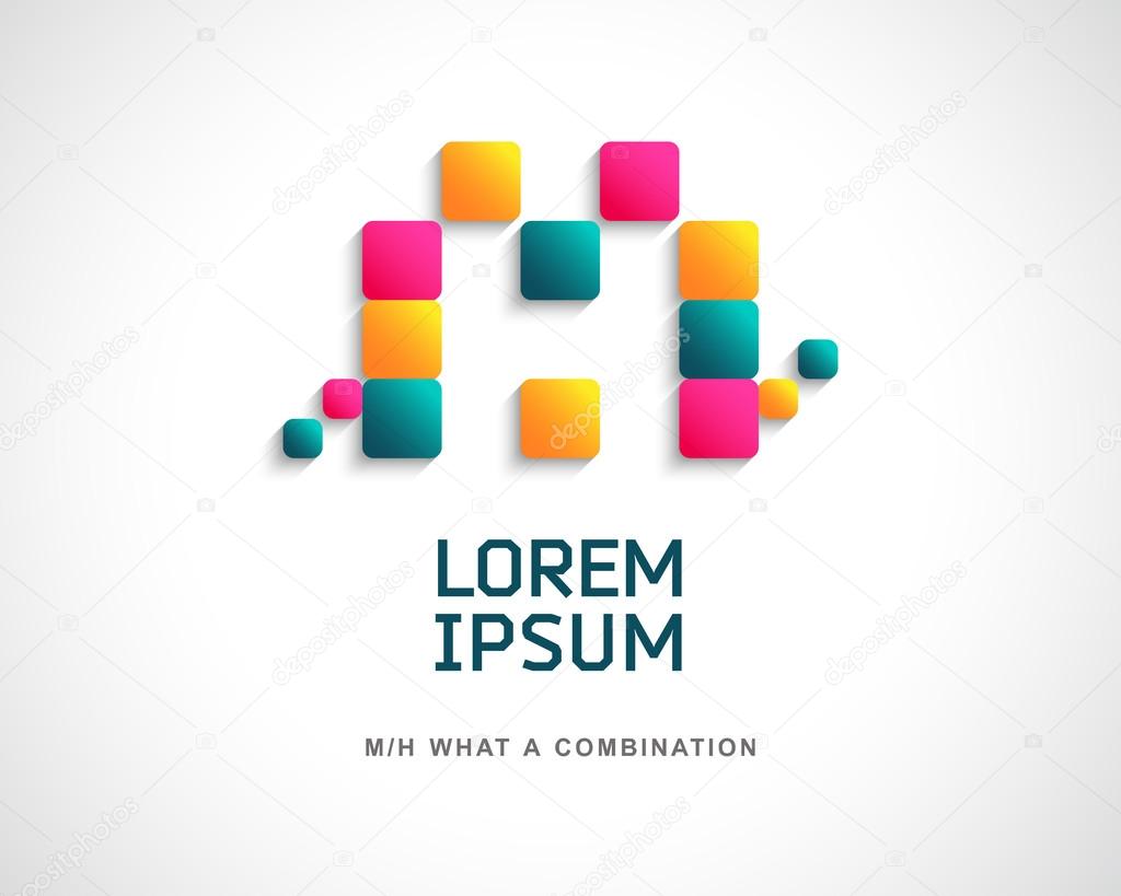 Abstract Vector Logo Design Template. Creative Concept Icon. Combination of Letters M and H