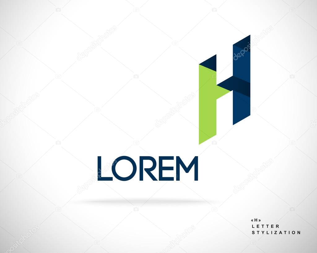 Abstract Vector Logo Design Template. Creative 3d Concept Icon. Letter H Stylization