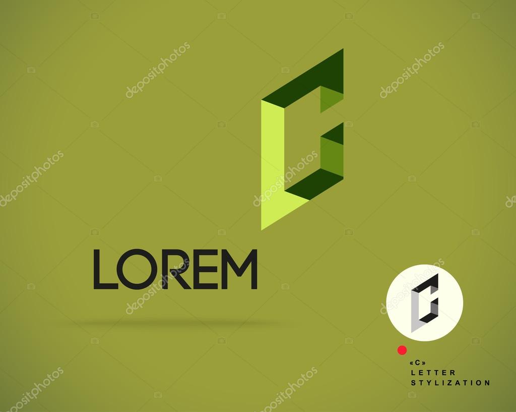 Abstract Vector Logo Design Template. Creative 3d Concept Icon. Letter C Stylization