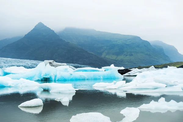 山を見渡せる氷河湖の氷山. — ストック写真