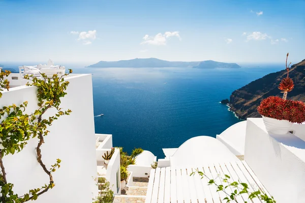 Architettura bianca sull'isola di Santorini, Grecia. — Foto Stock