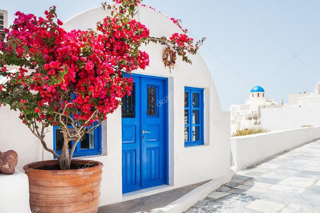 White architecture on Santorini island, Greece. 