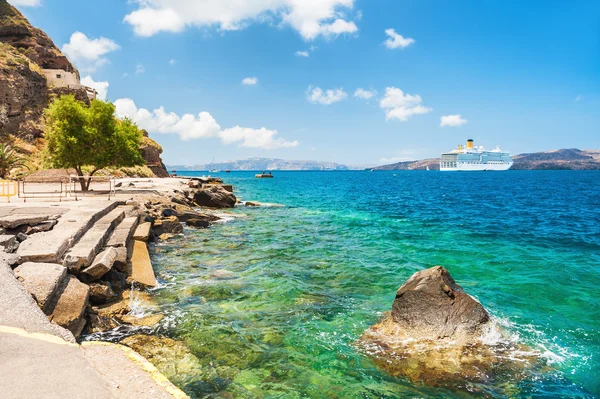 Puerto antiguo de la isla de Santorini, Grecia — Foto de Stock