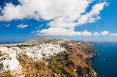 Santorini Island, Yunanistan panoramik manzaralı