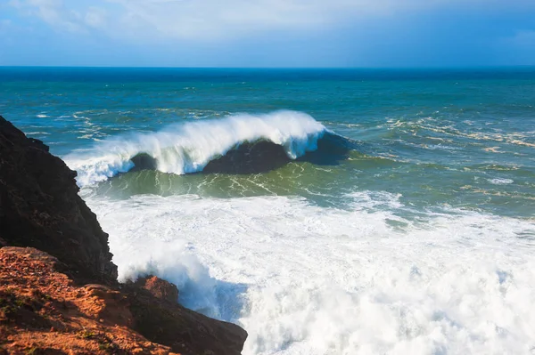 Big Waves Coast Atlantic Ocean Nazare Portugal Place Biggest Waves — Stock Photo, Image